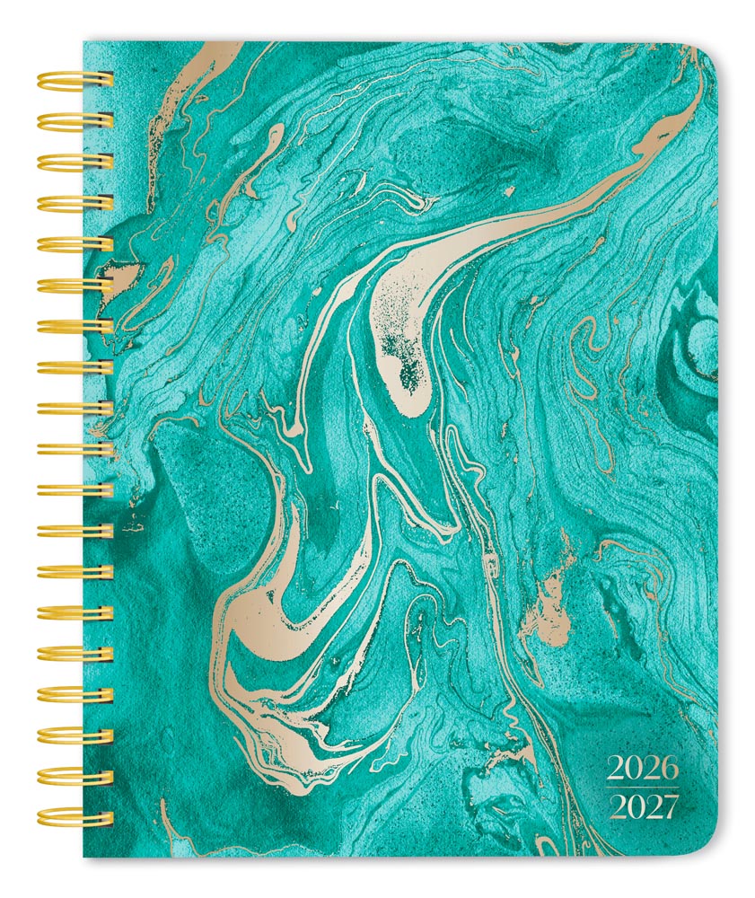 Crackled Blush | 2027 6 x 7.75 Inch 18 Months Weekly Desk Planner | Foil Stamped Cover | July 2026 - December 2027 | Plato | Planning Stationery