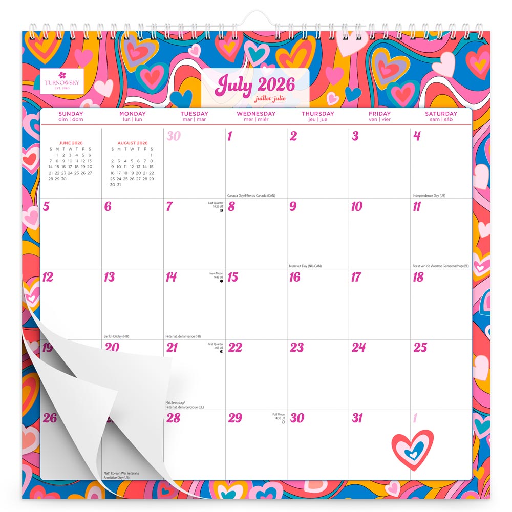 House of Turnowsky OFFICIAL | 2027 12 x 12 Inch (Hanging) 18 Months Monthly Square Wire-O Calendar | Sticker Sheet | July 2026 - December 2027 | Plato | Stationery Elegant Exclusive