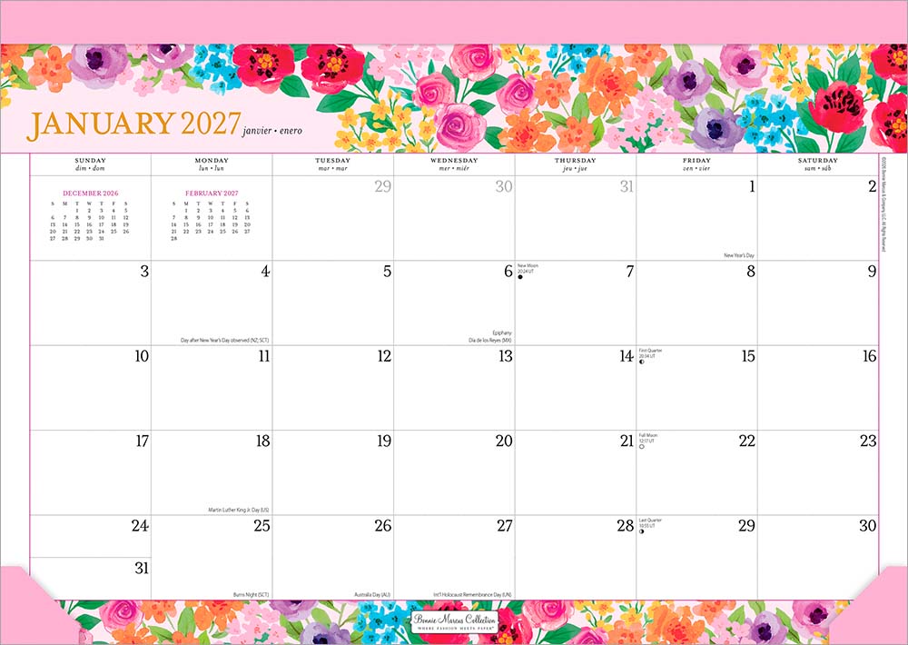 Bonnie Marcus OFFICIAL | 2027 15.5 x 11 Inch Monthly Desk Pad Calendar | Sticker Sheet | Plato | Fashion Designer Stationery