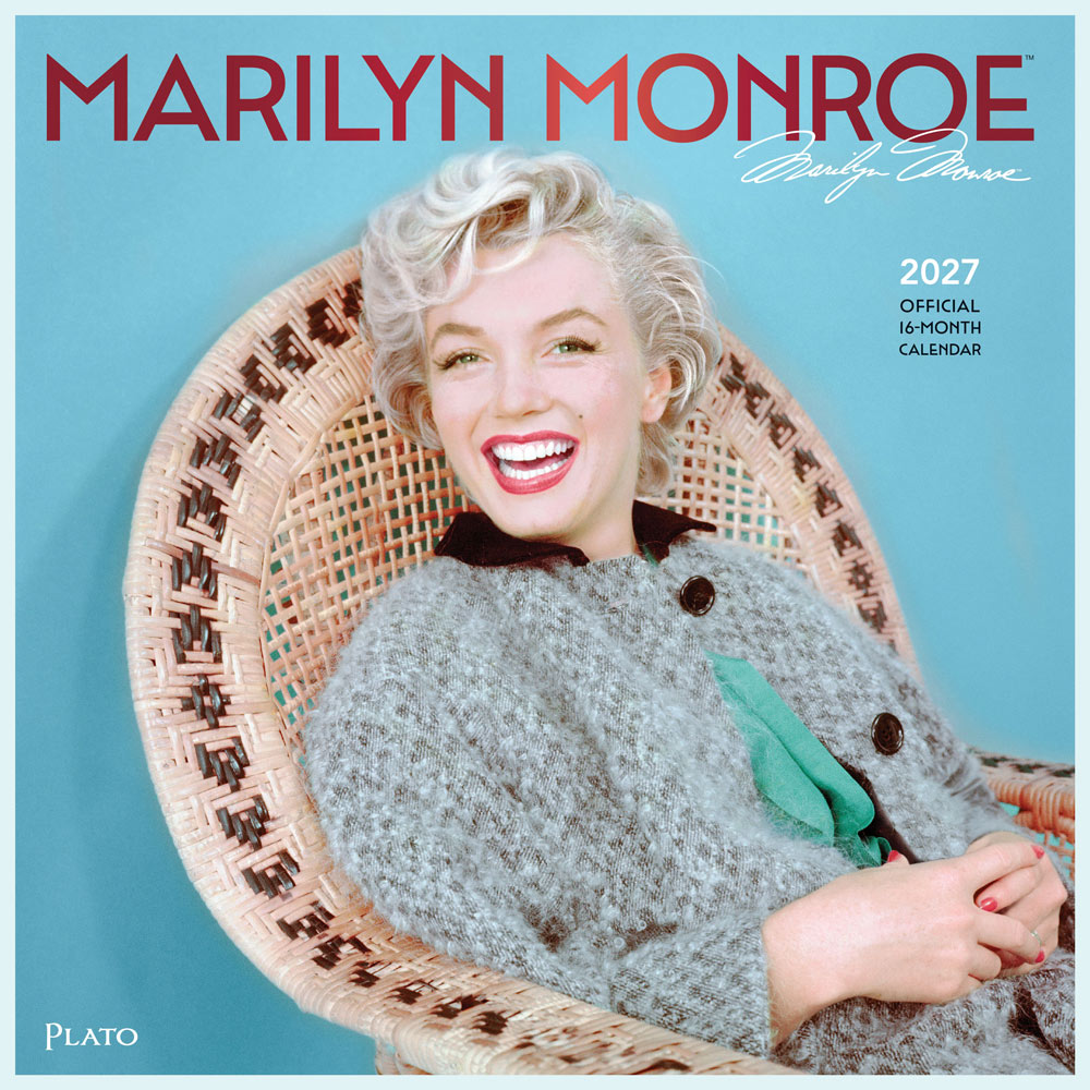 Marilyn Monroe OFFICIAL | 2027 12 x 24 Inch (Hanging) Monthly Square Wall Calendar | Foil Stamped Cover | Plato | USA American Actress Celebrity
