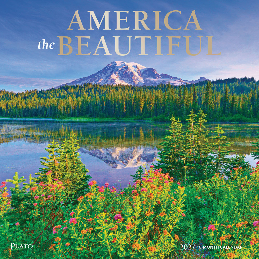 America the Beautiful | 2027 12 x 24 Inch (Hanging) Monthly Square Wall Calendar | Foil Stamped Cover | Plato | USA United States Scenic Nature