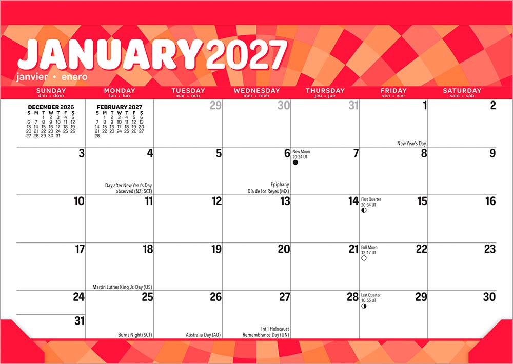 Large Print | 2027 15.5 x 11 Inch Monthly Desk Pad Calendar | Sticker Sheet | Plato | Easy to See Large Font