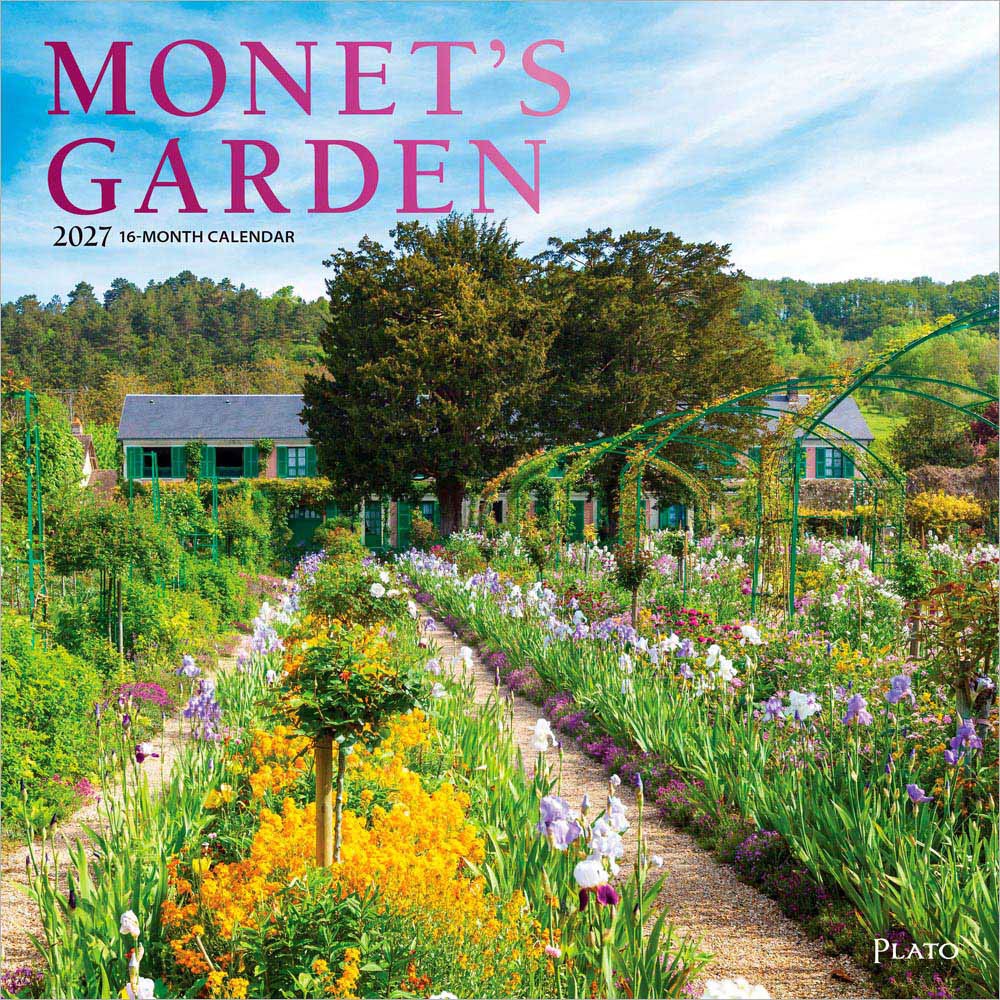 Monet's Garden | 2027 12 x 24 Inch (Hanging) Monthly Square Wall Calendar | Foil Stamped Cover | Plato | Impressionism Artist Outdoor