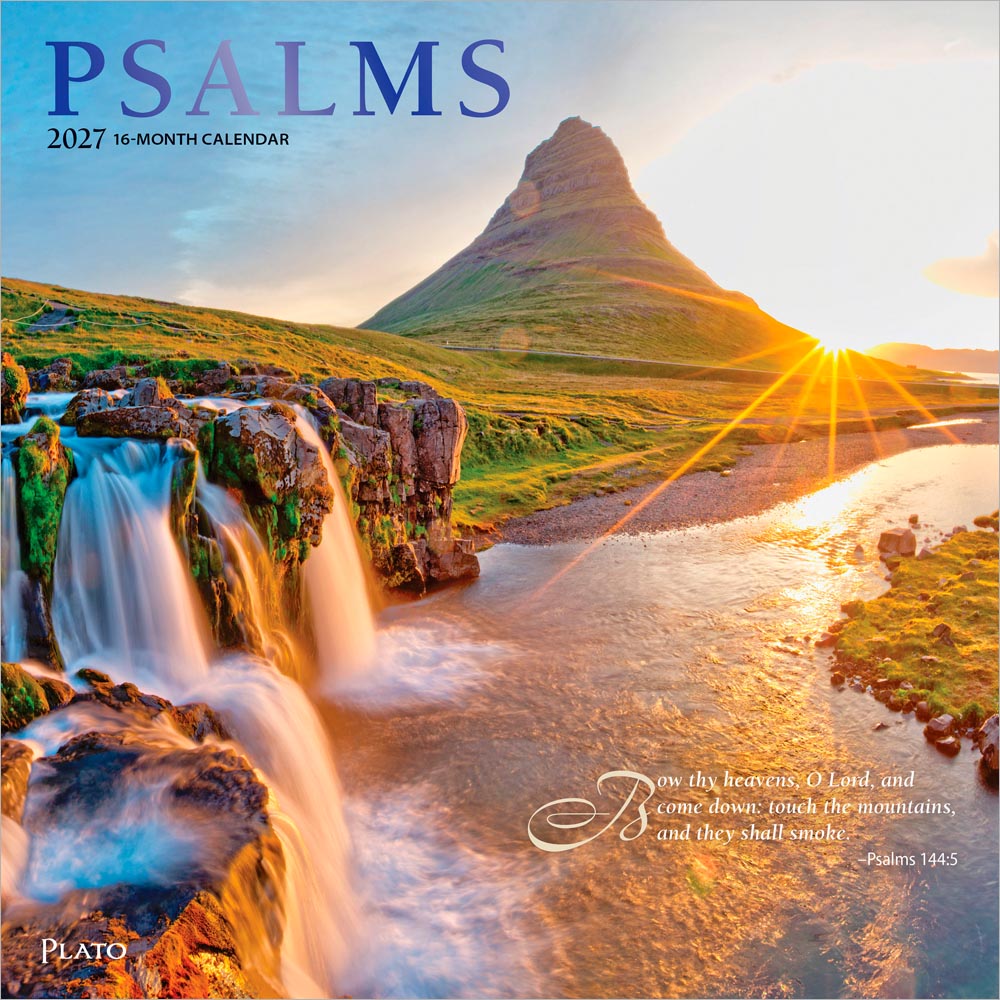 Psalms | 2027 12 x 24 Inch (Hanging) Monthly Square Wall Calendar | Foil Stamped Cover | Plato | Religion Hymns Lord