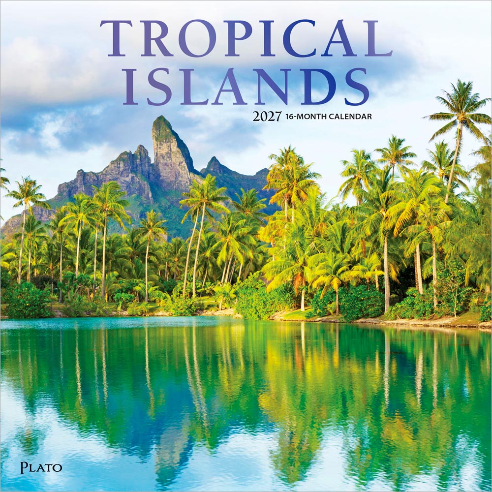 Tropical Islands | 2027 12 x 24 Inch (Hanging) Monthly Square Wall Calendar | Foil Stamped Cover | Plato | Scenic Travel Photography