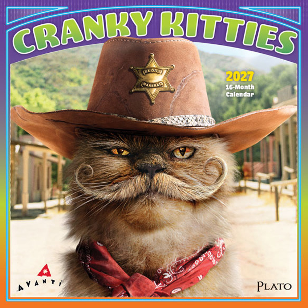Avanti Cranky Kitties OFFICIAL | 2027 7 x 14 Inch (Hanging) Monthly Mini Wall Calendar | Plato | Angry Cat Feline